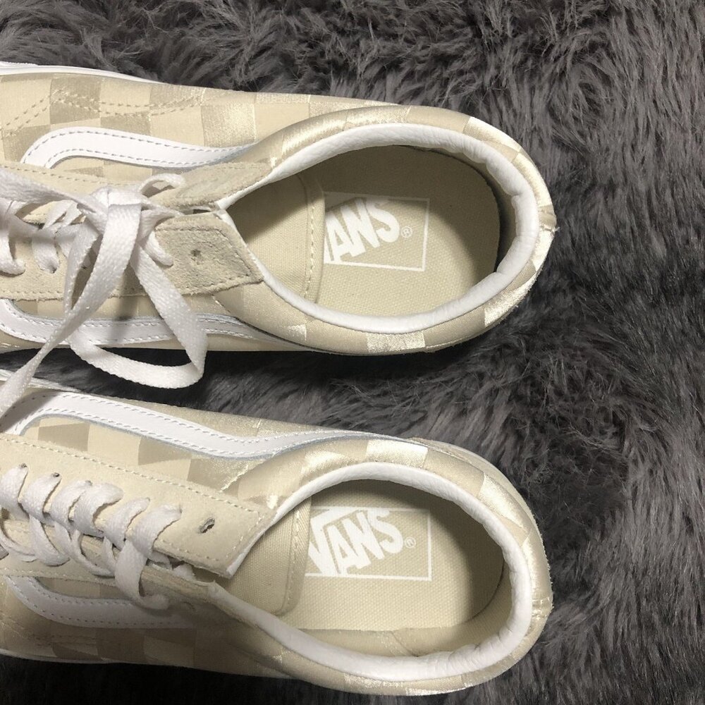 Vans Old Skool Satin Checkerboard Turtl Men's Skate Shoes Sneakers, Size 9W/7.5M - Picture 2 of 5